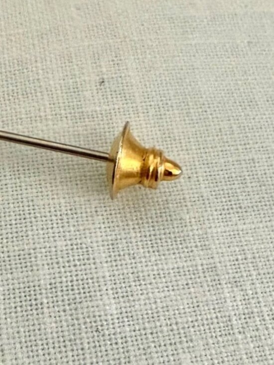 Vintage Glass Hat Pin Gold Tone Filigree Clear Faceted Bead Costume Accessory main image 6